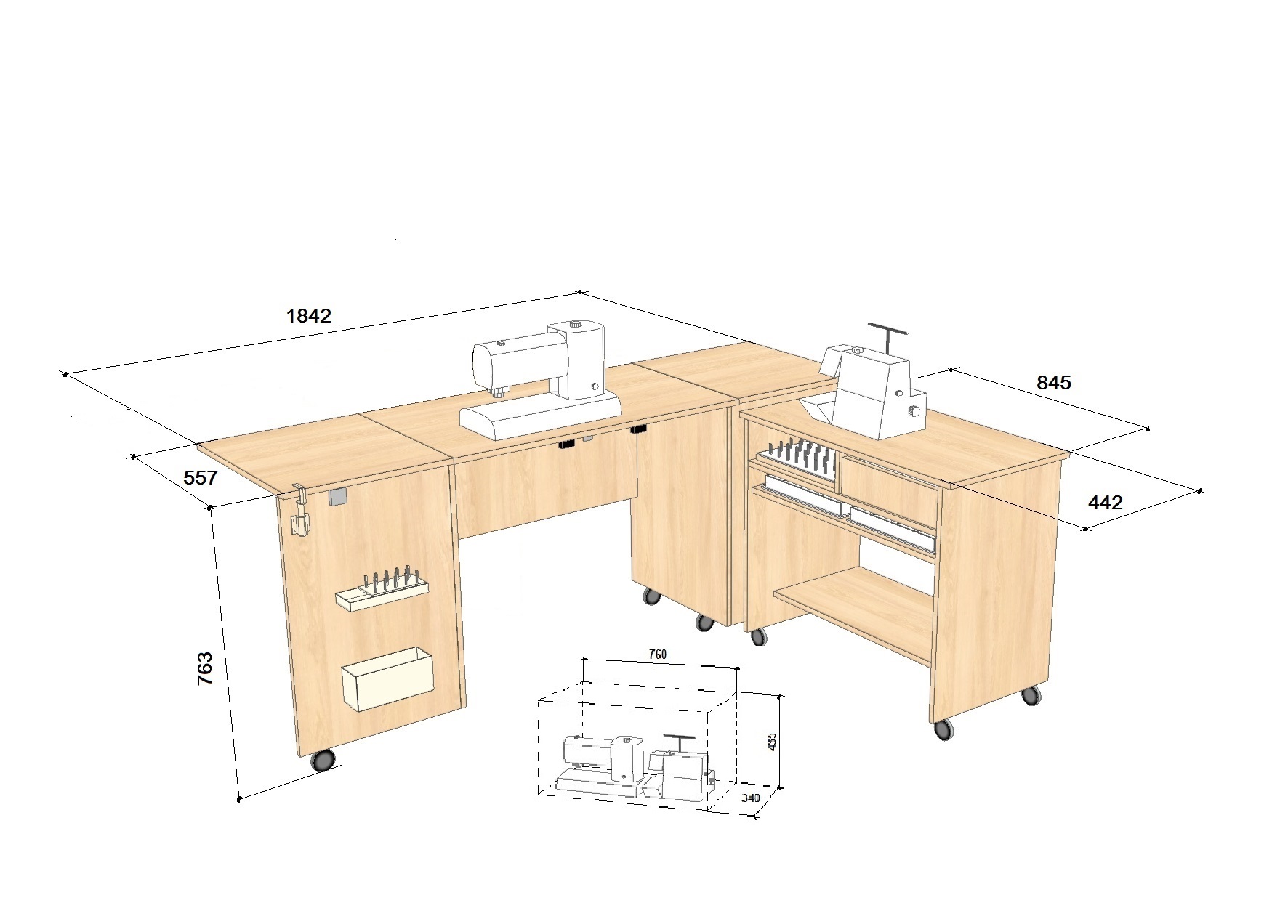 швейный стол комфорт 3 для швейной машинки и оверлока